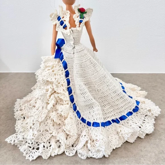 Miss July 1992 Barbie Doll Cotillion Crochet Barbie Doll Dress Gorgeous!!